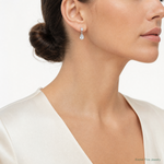 Sterling Silver Polished CZ Pear Shaped Post Dangle Earrings - Model Shot