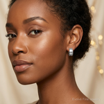 Sterling Silver Rhodium-plated D/C Non-Pierced J-Hoop Earrings - Model Shot