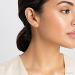 Sterling Silver Polished 4mm Square Light Green CZ Stud Earrings - Model Shot