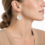 Sterling Silver Rhodium-plated Polished MOP Palm Tree Earrings - Model Shot