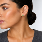 Sterling Silver Rhodium Polished Simulated Peridot & CZ Post Earrings - Model Shot