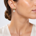 Sterling Silver RH Peridot 7-8mm FW Cultured Pearl Teardrop Earrings - Model Shot