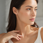 Sterling Silver Rhodium-plated Polished CZ Cross Post Earrings - Model Shot