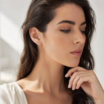Sterling Silver Rhodium-plated Polished Latin Cross Post Earrings - Model Shot