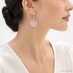 Sterling Silver Polished Round Tree Shepherd Hook Earrings - Model Shot
