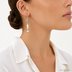Sterling Silver Polished FWC Pearl & Moonstone Dangle Earrings - Model Shot