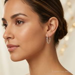 Sterling Silver Polished Braided Hoop Earrings - Model Shot