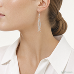 Sterling Silver Polished & Curved Design Dangle Earrings - Model Shot