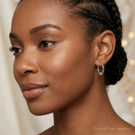 Sterling Silver Antiqued Beaded Endless Hoop Earrings - Model Shot