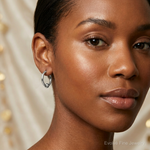 Sterling Silver Antiqued Beaded Endless Hoop Earrings - Model Shot