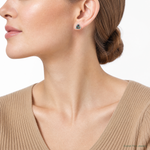 Sterling Silver Rhodium-plated Trillion Mystic Fire/White Topaz Earrings - Model Shot