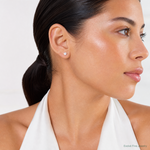 Sterling Silver Polished 4mm Round CZ Stud Earrings - Model Shot