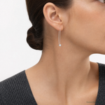 Sterling Silver CZ Threader Earrings - Model Shot