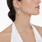 Sterling Silver Polished & Hammered Oval Dangle Earrings - Model Shot
