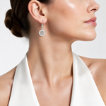 Sterling Silver Rhodium-plated Polished Mini Compass Leverback Earrings - Model Shot
