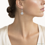 Sterling Silver Rhodium-plated Polished Scallop Shell Leverback Earrings - Model Shot