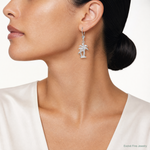Sterling Silver Rhodium-plated Polished Palm Trees Leverback Earrings - Model Shot