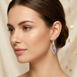 Sterling Silver Rh-plated Amethyst Dangle Post Earrings - Model Shot