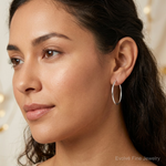 Sterling Silver Polished Endless Hoop Earrings - Model Shot