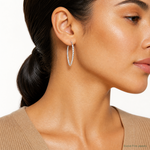 Sterling Silver Polished D/C Endless Hoop Earrings - Model Shot
