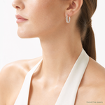 Sterling Silver Polished Fabric Glitter Hoop & Links Round Hoop Earrings - Model Shot
