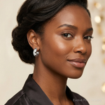 Sterling Silver Polished Rhodium-plated Hollow Post J Hoop Earrings - Model Shot