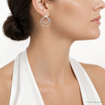 Sterling Silver w/2 Circle Jackets Button Post Earrings - Model Shot