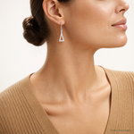 Sterling Silver Polished Triangle CZ Dangle Earrings - Model Shot