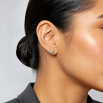 Sterling Silver Polished Skull and Crossbones Post Earrings - Model Shot
