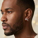 Sterling Silver Rh-plated CZ 2mm Hoop and 5mm Stud Post Earring Set - Model Shot