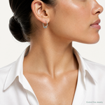 Sterling Silver Rhodium-plated Polished/Textured Endless Hoop Earrings - Model Shot