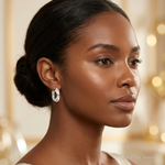 Sterling Silver Polished Twisted Double Hoop Earrings - Model Shot