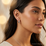 Sterling Silver Polished 8.2x1.6mm Round Hinged Hoop Earrings - Model Shot