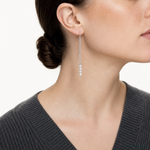 Sterling Silver Rhodium-plated Freshwater Cultured Pearl Threader Earrings - Model Shot
