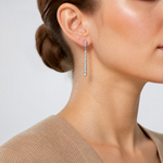 Sterling Silver Polished & Antiqued Graduated CZ Post Dangle Earrings - Model Shot