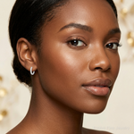Sterling Silver E-Coating Polished CZ Hinged Hoop Earrings - Model Shot
