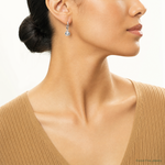 Sterling Silver Rhodium-plated Love Knot Dangle Eternity Hoop Earrings - Model Shot