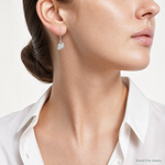 Sterling Silver Rhodium-plated Hearts Dangle Earrings - Model Shot