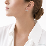 Sterling Silver Rhodium-plated Drop Infinity Jacket CZ Post Earrings - Model Shot