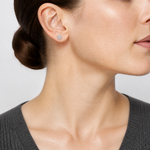 Sterling Silver Rhodium-plated Textured Leaf Post Earrings - Model Shot