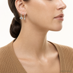Sterling Silver E-Coating Blue & White CZ Evil Eye Dangle Hoop Earrings - Model Shot