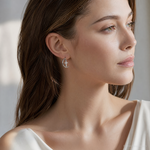 Sterling Silver Rhodium-plated Polished Cross Dangle Post C-Hoop Earrings - Model Shot