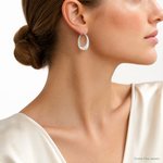 Sterling Silver Rhodium-plated Polished 12mm Hoop Earrings - Model Shot