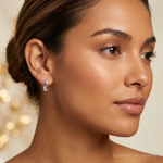 Sterling Silver Polished Hinged Rectangular Hoop Earrings - Model Shot