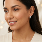 Sterling Silver RH-plated Polished 5mm Hinged Round Hoop Earrings - Model Shot