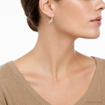 Sterling Silver Rhodium-plated Polished Circle Threader Earrings - Model Shot
