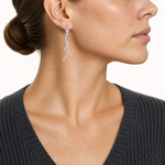 Sterling Silver Polished Fancy CZ Post Dangle Earrings - Model Shot