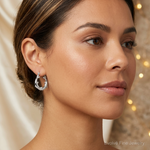 Sterling Silver Rhodium-plated Polished Dolphins Round Hoop Earrings - Model Shot