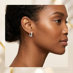 Sterling Silver Oval Hinged Hoop Earrings - Model Shot