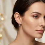 Sterling Silver Polished Hinged Hoop Earrings - Model Shot